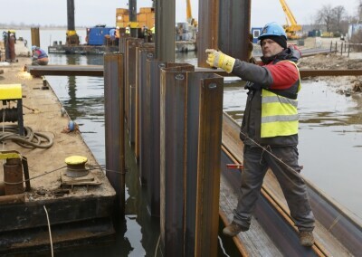 Budowa mostu w Sobieszewie