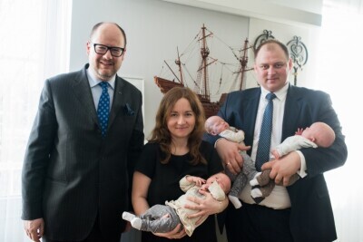 Gdańskie trojaczki z wizytą u Prezydenta Pawła Adamowicza