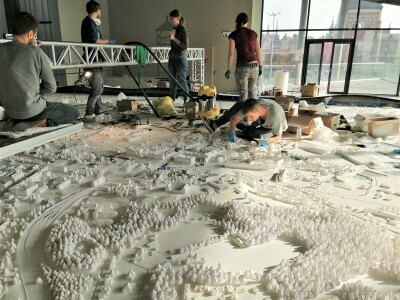 Makieta Gdańska w Kunszcie Wodnym - montaż