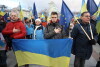Manifestacja poparcia dla Ukrainy zaatakowanej przez Rosję.
