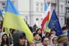 Manifestacja poparcia dla Ukrainy zaatakowanej przez Rosję.
