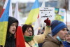 Manifestacja poparcia dla Ukrainy zaatakowanej przez Rosję.