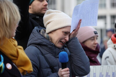 Manifestacja poparcia dla Ukrainy zaatakowanej przez Rosję.