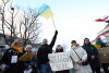 Manifestacja poparcia dla Ukrainy zaatakowanej przez Rosję.