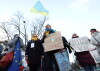 Manifestacja poparcia dla Ukrainy zaatakowanej przez Rosję.