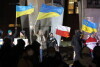 Manifestacja solidarności z Ukrainą na pl. Solidarności.