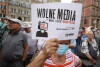 Manifestacja w obronie wolnych mediów.