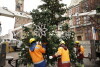 Montaż choinki na Długim Targu i przystrojenie napisu Gdańsk