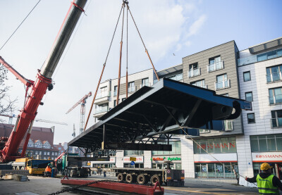 Montaż przęseł Mostu Stągiewnego