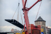 Montaż przęseł Mostu Stągiewnego