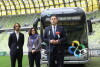 Prezentacja autobusu o napędzie wodorowym na stadionie Polsat Plus Arena.
