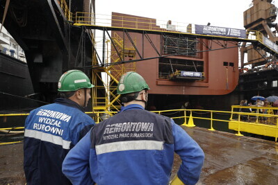 Wodowanie jednostki R0- PAX w Gdańskiej Stoczni 