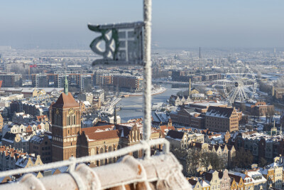 Zimowa panorama Gdańska - z wysokiej wieży