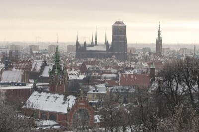 Zimowa panorama Gdańska