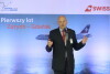 Lądowanie samolotu linii Swiss inaugurujący połączenie Zurich - Gdańsk